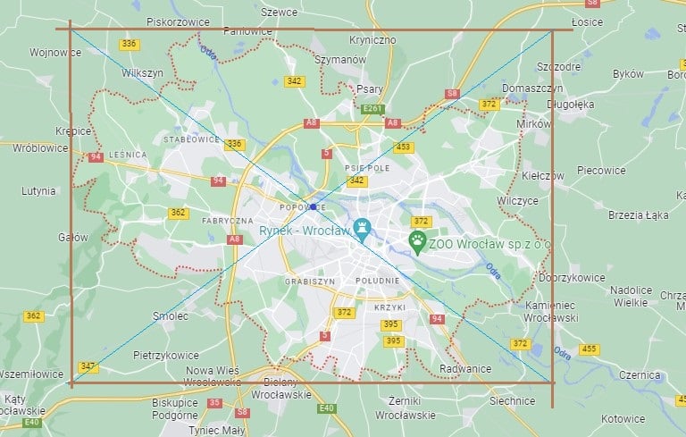 Orientacyjny geometryczny środek Wrocławia