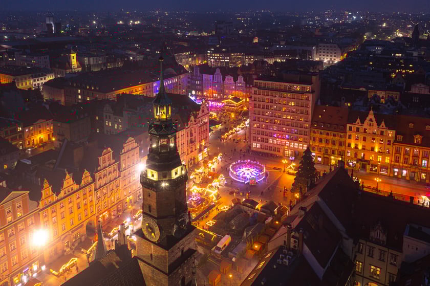 Jarmark Bożonarodzeniowy we Wrocławiu z lotu ptaka