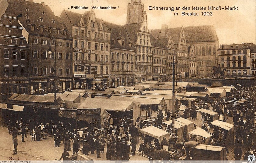 Jarmark Bożonarodzeniowy w Rynku we Wrocławiu 1903 r.