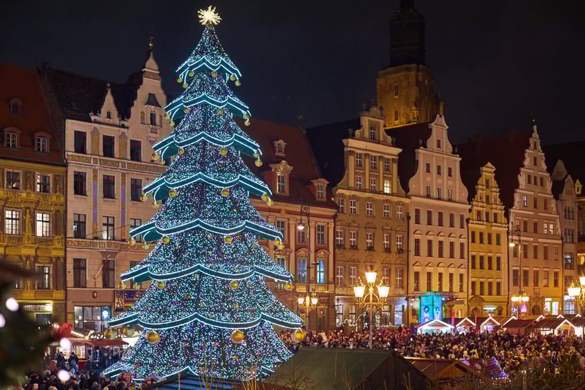 Rozświetlenie choinki bożonarodzeniowej na wrocławskim Rynku, 6.12.2022