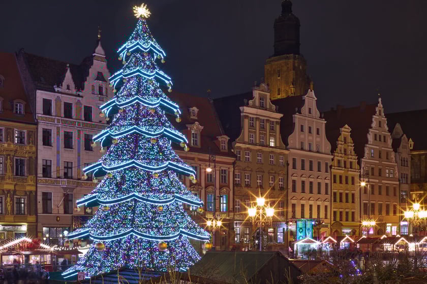 Rozświetlenie choinki bożonarodzeniowej na wrocławskim Rynku, 6.12.2022
