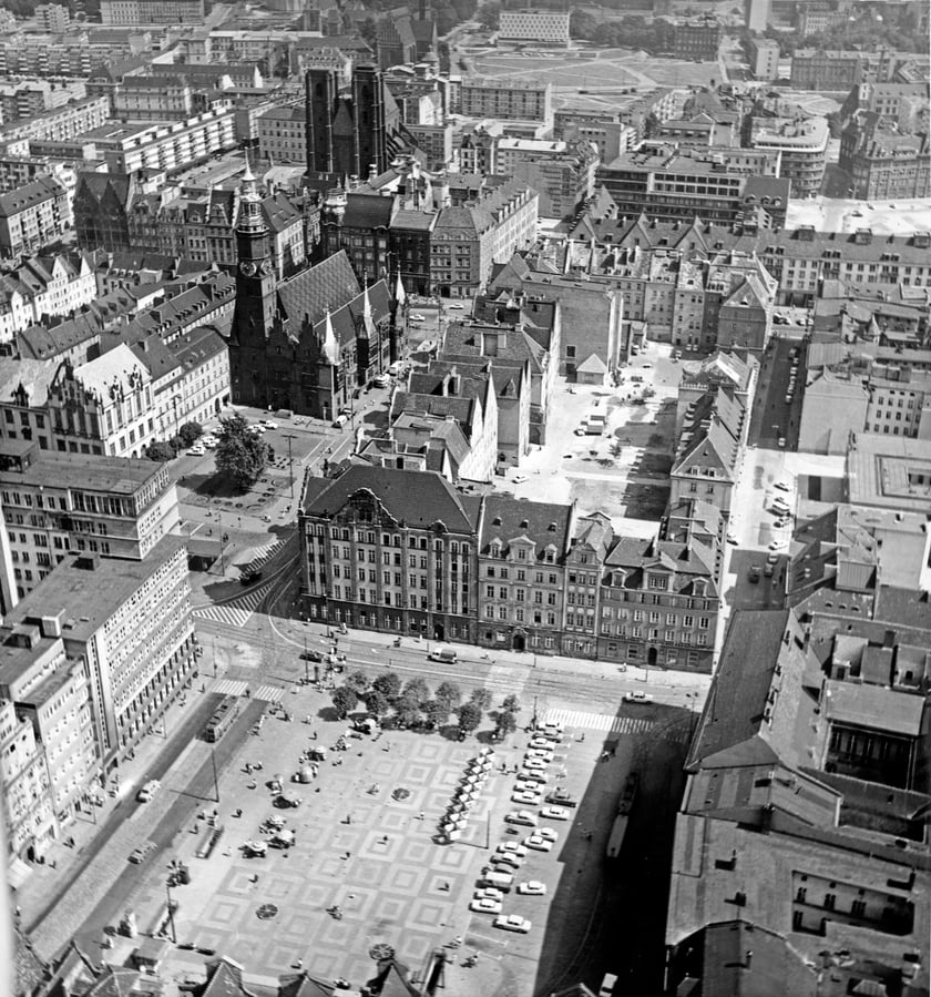 Wrocław z lotu ptaka, okolice pl. Solnego 1971 r.