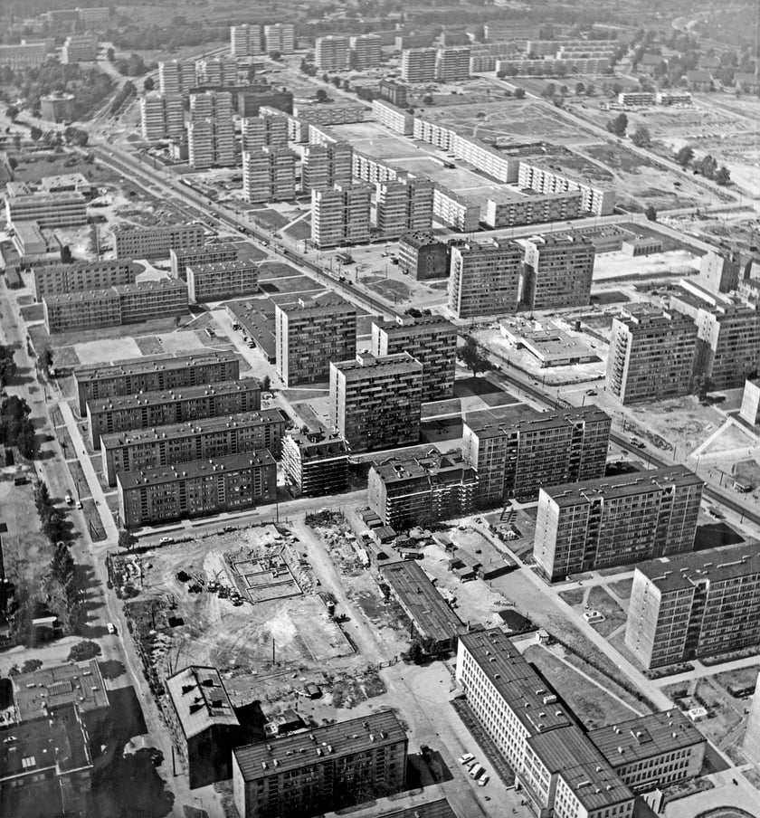 Wrocław z lotu ptaka, okolice Legnickiej 1971