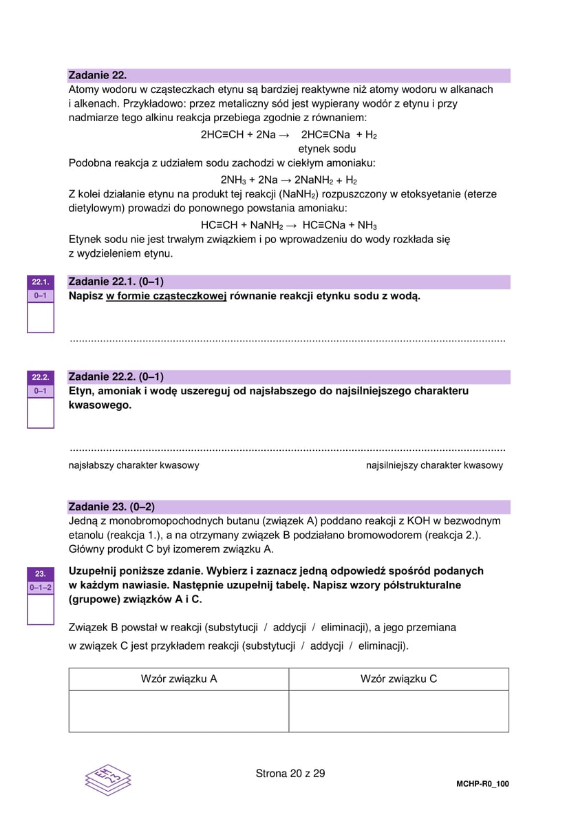 Na zdjęciu arkusze próbnej matury z chemii
