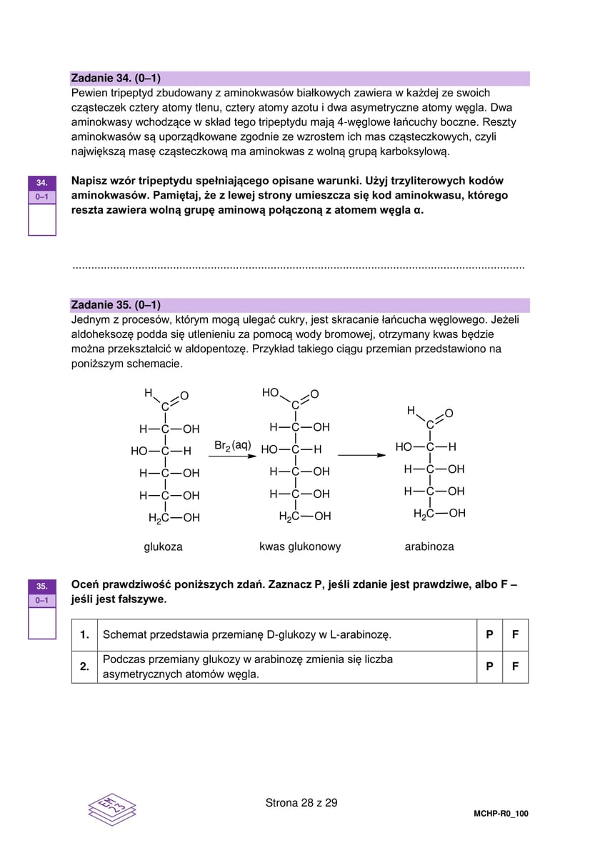Na zdjęciu arkusze próbnej matury z chemii