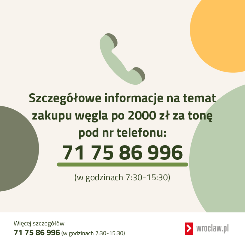 Szczegółowe informacje na temat zakupu węgla po 2000 zł za tonę pod nr telefonu: 71 75 86 996
