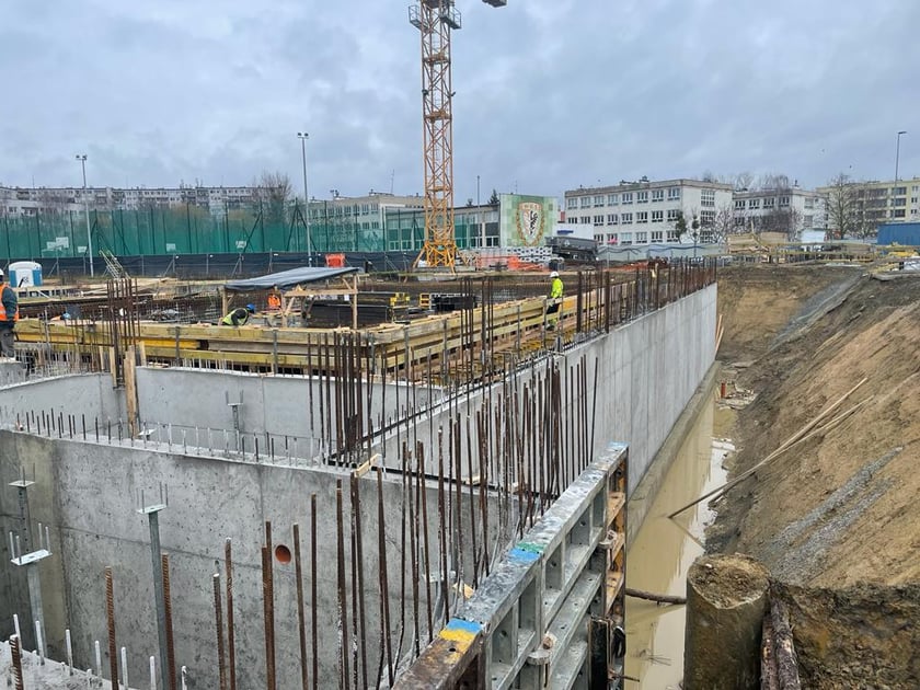 Budowa aquaparku przy ulicy Wilanowskiej - styczeń 2023 roku
