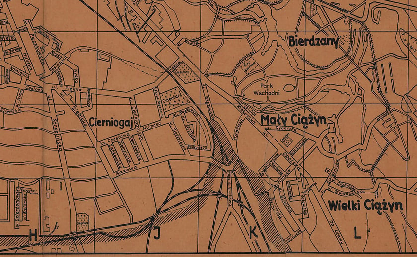 Fragment mapy Wrocławia z lat 40. XX wieku