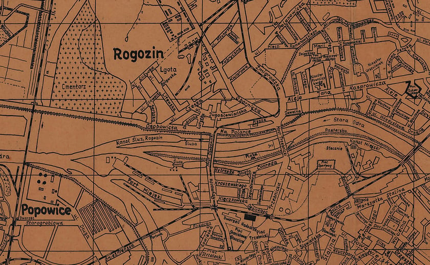 Fragment mapy Wrocławia z lat 40. XX wieku
