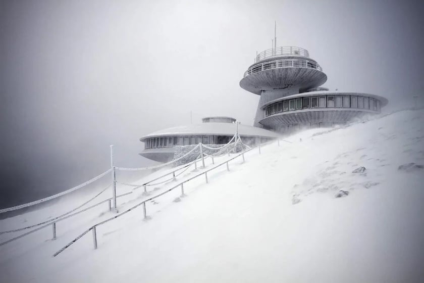 WOM Śnieżka (Wysokogórskie Obserwatorium Meteorologiczne). Przy pięknej pogodzie i dobrej widzialności ze Śnieżki można podziwiać widoki na odległość kilkudziesięciu kilometrów.