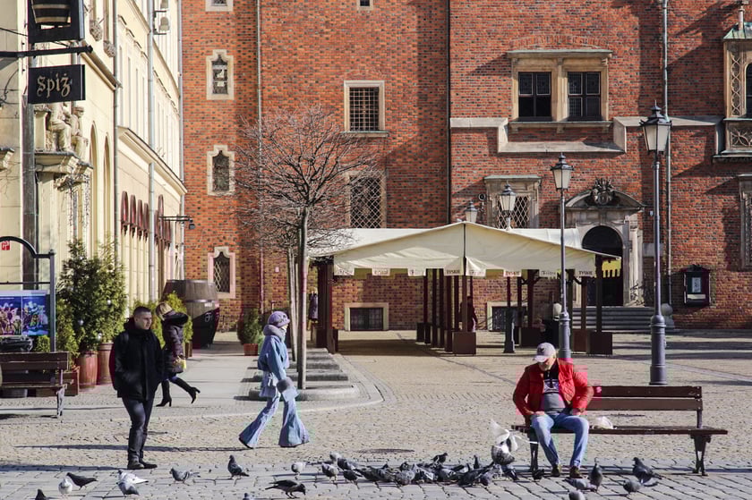 Na zdjęciu: pierwsze ogr&oacute;dki gastronomiczne otwierają się na wrocławskim Rynku