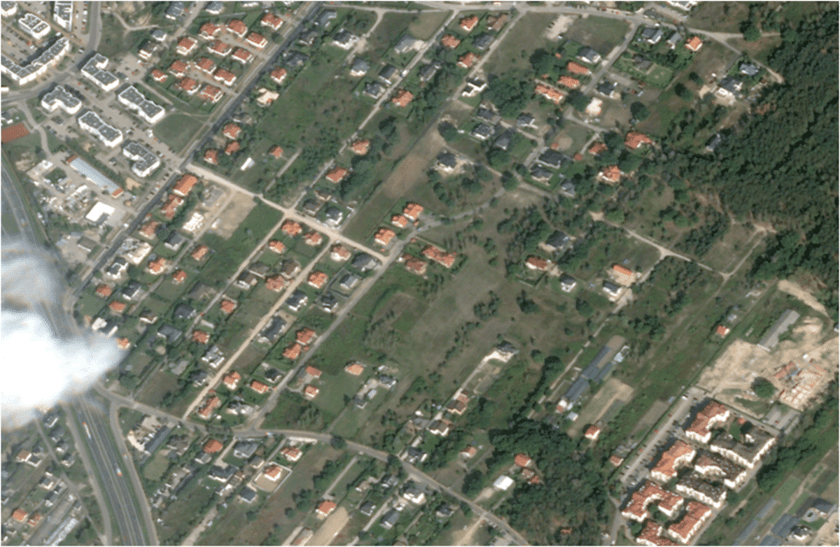 widok satelitarny na miasto