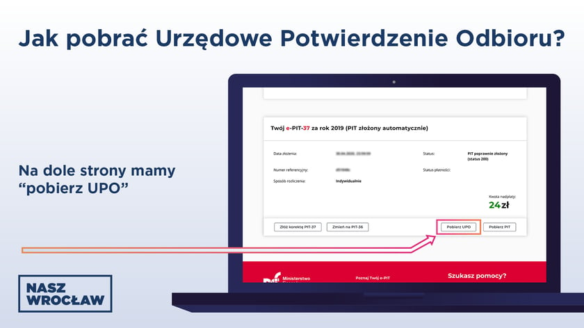 I to właśnie tutaj znajdziesz UPO, a w nim numer referencyjny Twojego PIT-a.