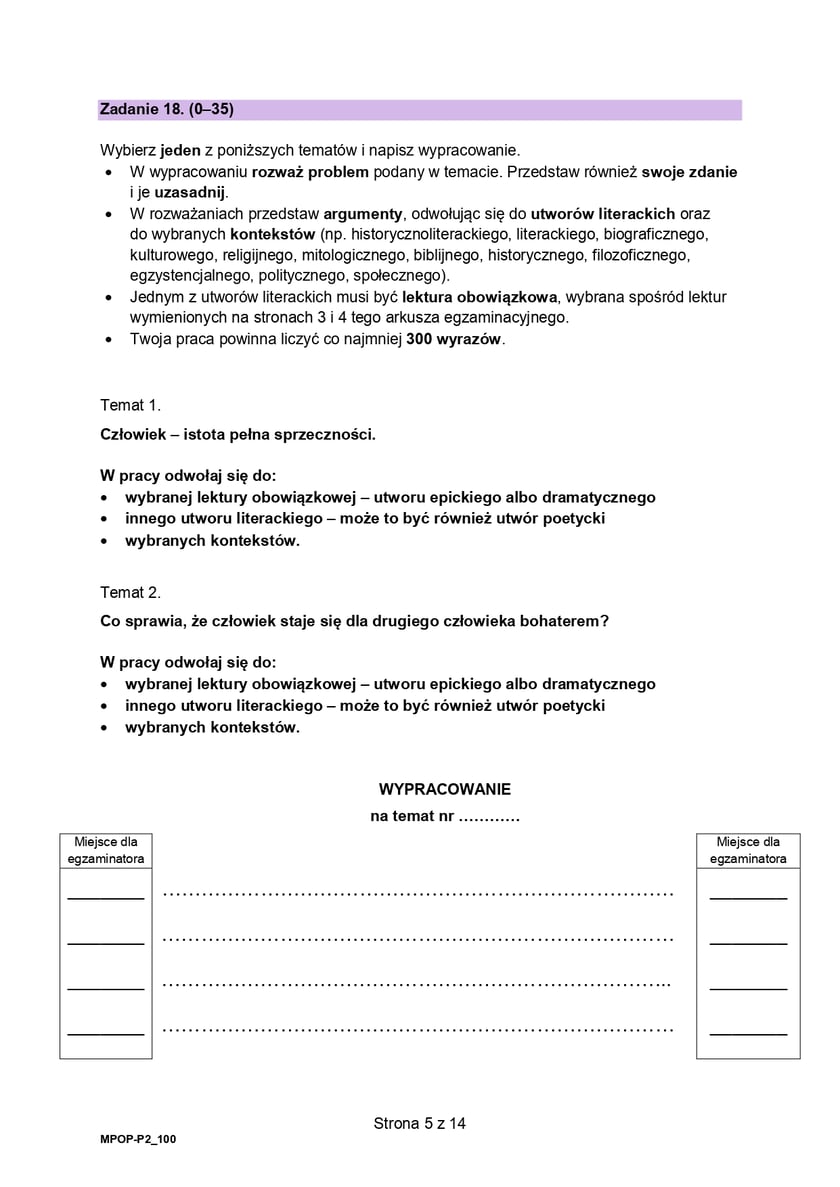 Matura z j. polskiego (formuła 2023)