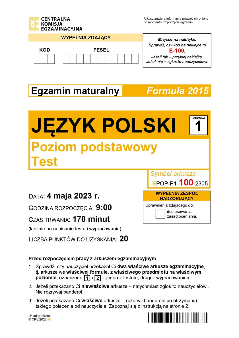 Matura z j. polskiego (formuła 2015)