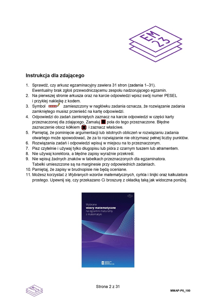 Arkusze maturalne z z matematyki formula 2023