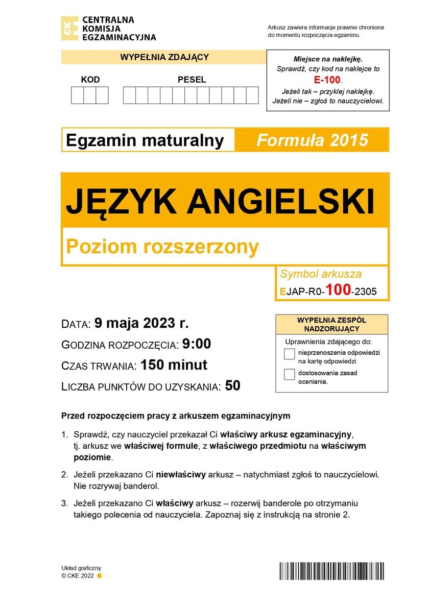 Matura z j. angielskiego na poziomie rozszerzonym (formuła 2015)