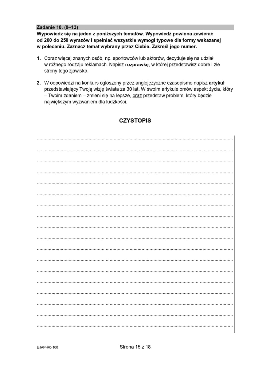 Matura z j. angielskiego na poziomie rozszerzonym (formuła 2015)