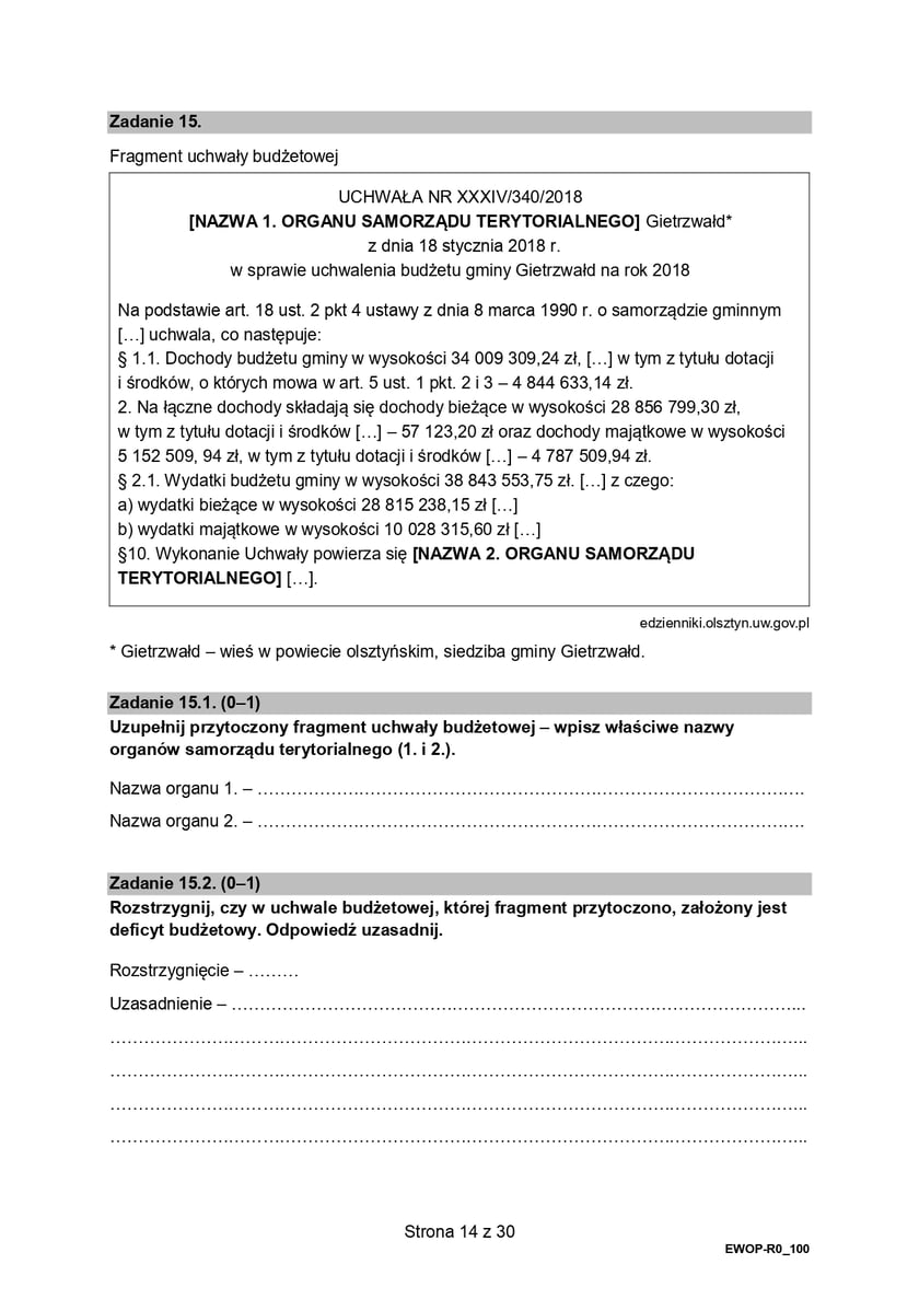 Matura z WOS-u na poziomie rozszerzonym (formuła 2015)