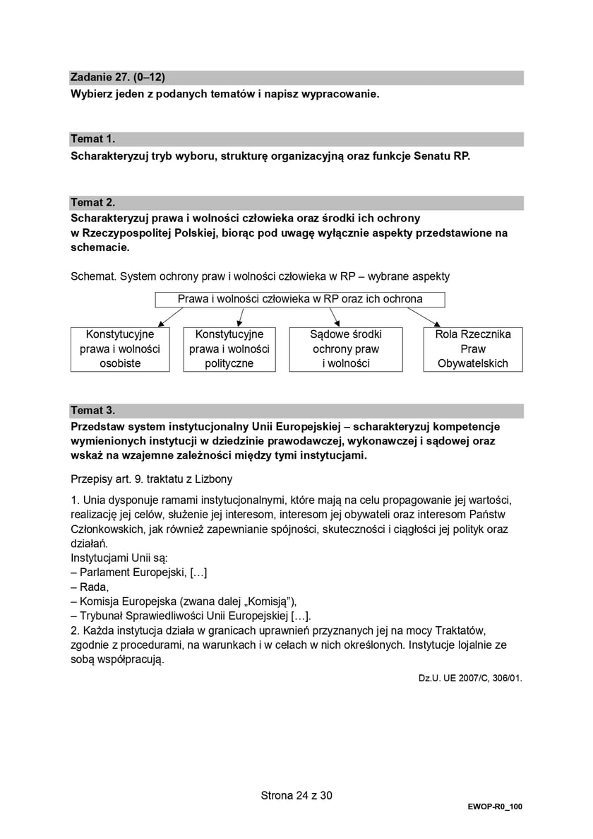 Matura z WOS-u na poziomie rozszerzonym (formuła 2015)