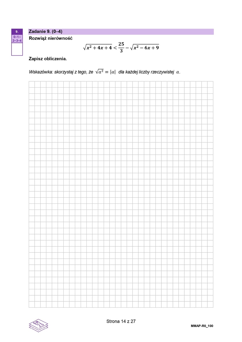 Arkusz z matematyki, poziom rozszerzony (formuła 2023)