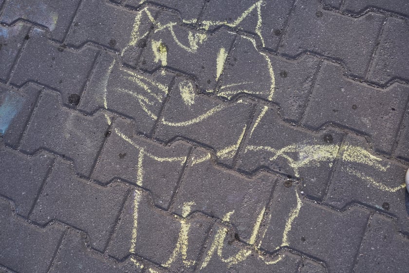 Akcji Street for Kids&nbsp;przed Szkołą Podstawową 34 przy ul. Gałczyńskiego. Dzieci malowały jezdnię, jeździły na rowerach, skakały na skakance i przez hula-hoop&nbsp;