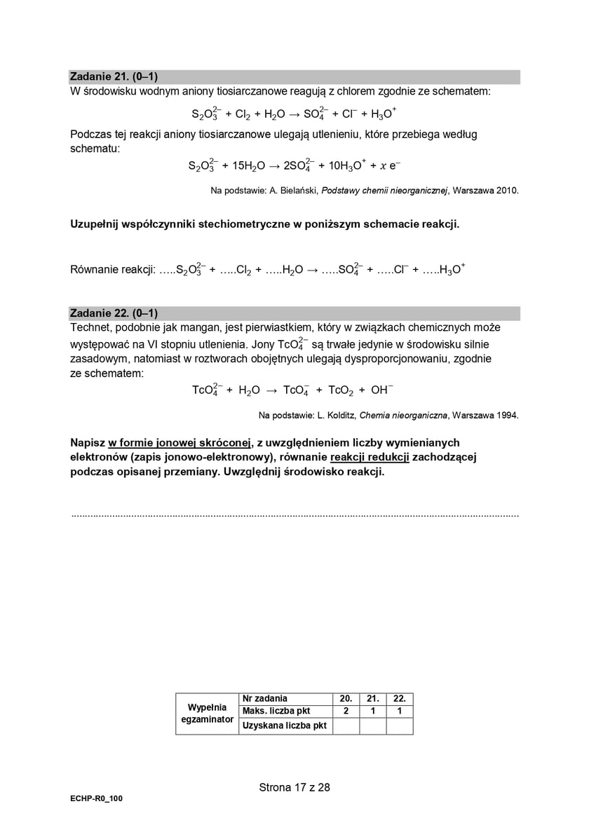 Arkusz CKE z chemii (poziom rozszerzony, formuła 2015)