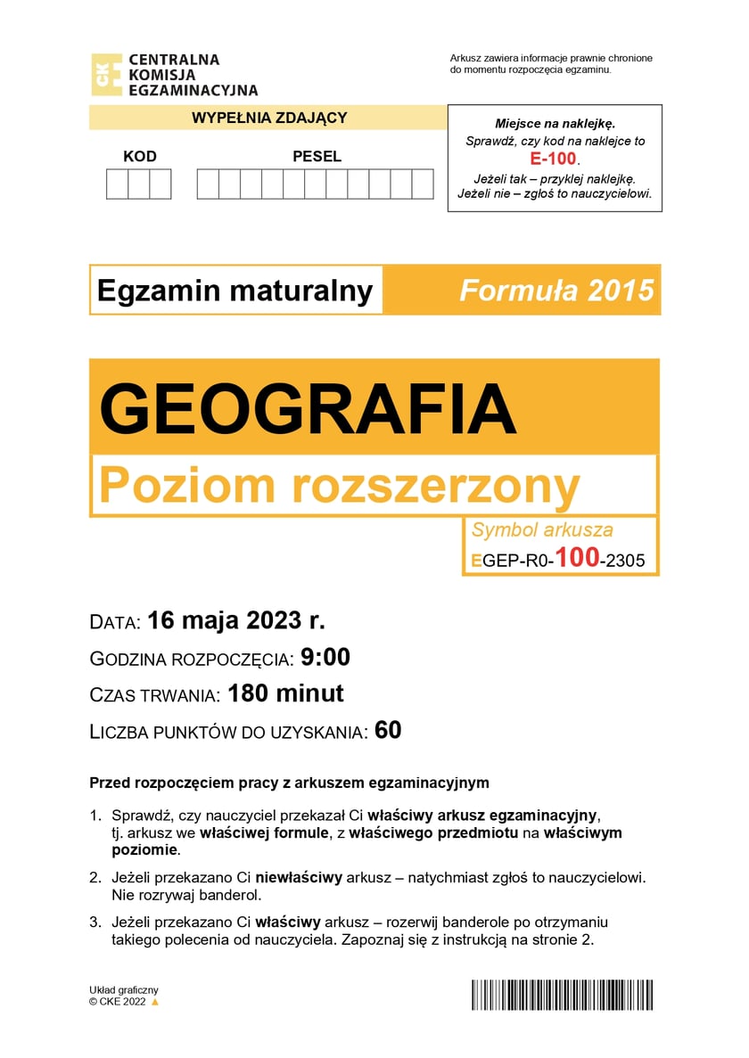 Matura z geografii (poziom rozszerzony)