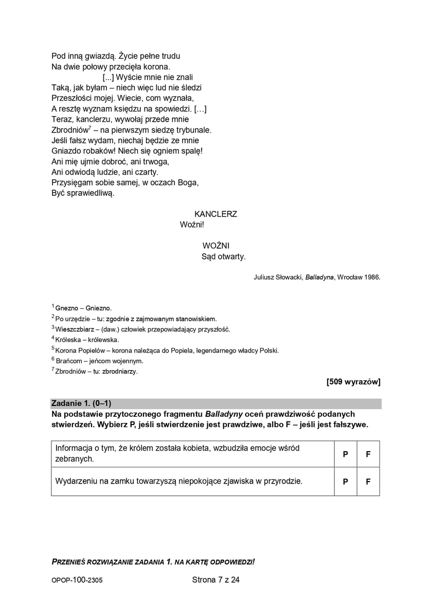 Egzamin ósmoklasisty 2023  - język polski