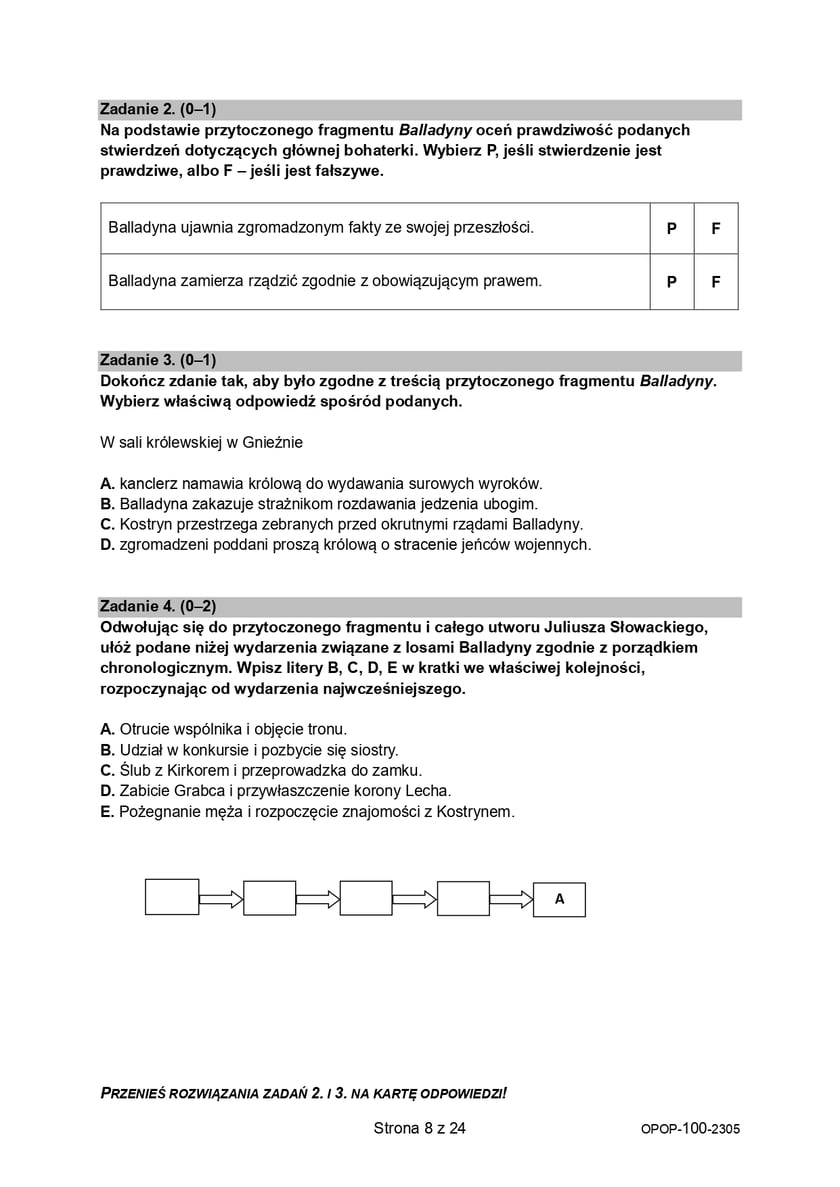 Egzamin ósmoklasisty 2023  - język polski