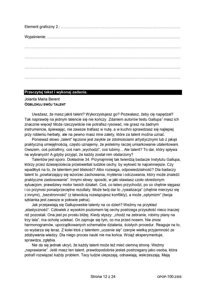 Egzamin ósmoklasisty 2023  - język polski