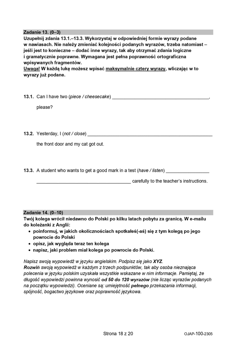 Egzamin ósmoklasisty 2023 - język angielski