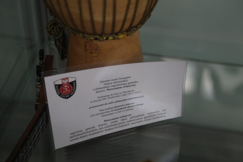 Ekspozycja na wrocławskim lotnisku z nielegalnymi przedmiotami przywiezionymi przez podróżnych