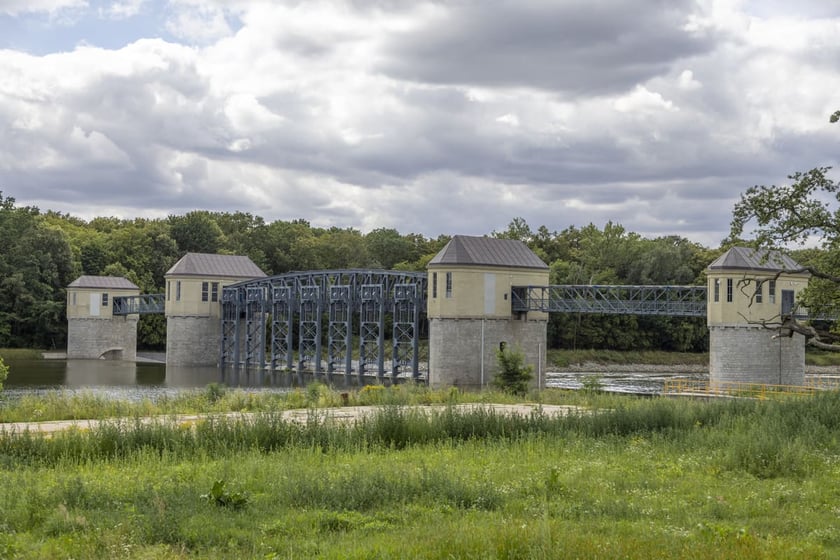 stopień wodny na Rędzinie po remoncie, sierpień 2023