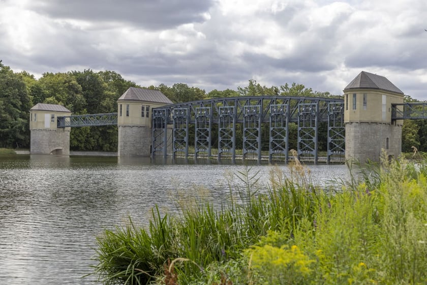 stopień wodny na Rędzinie po remoncie, sierpień 2023