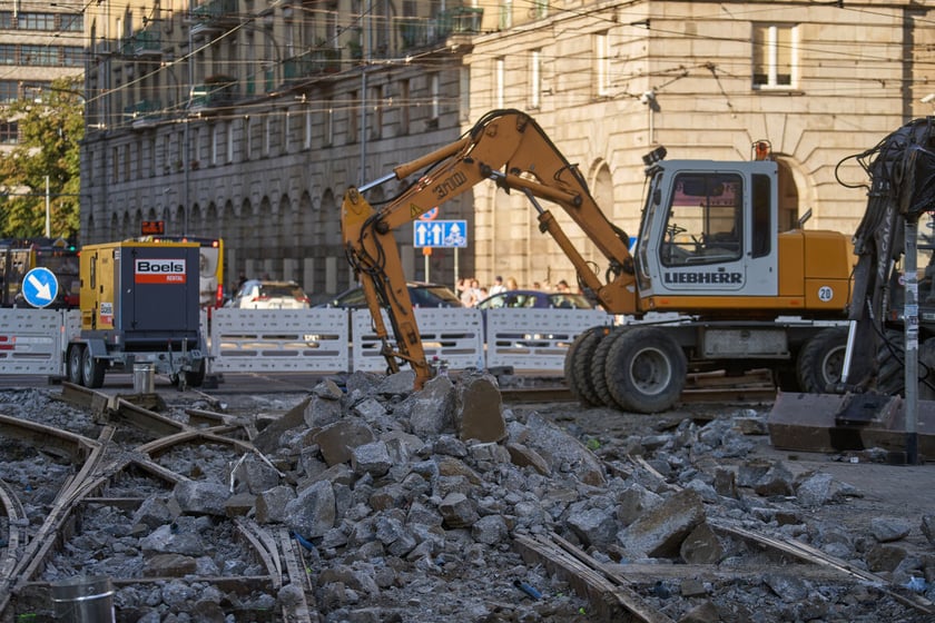 Przebudowa torowiska na skrzyżowaniu Piłsudskiego i Świdnickiej we Wrocławiu, 5.09.2023