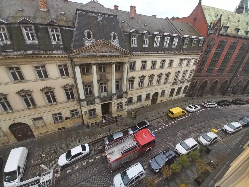 W pałacu Wallenberg-Pachalych przy ul. Szajnochy włączył się alarm przeciwpożarowy.