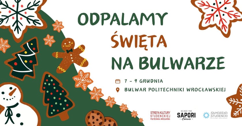 Powiększ obraz: <p>Grafika informacyjna z napisem: Odpalamy święta na Bulwarze, 7-9 grudnia</p>