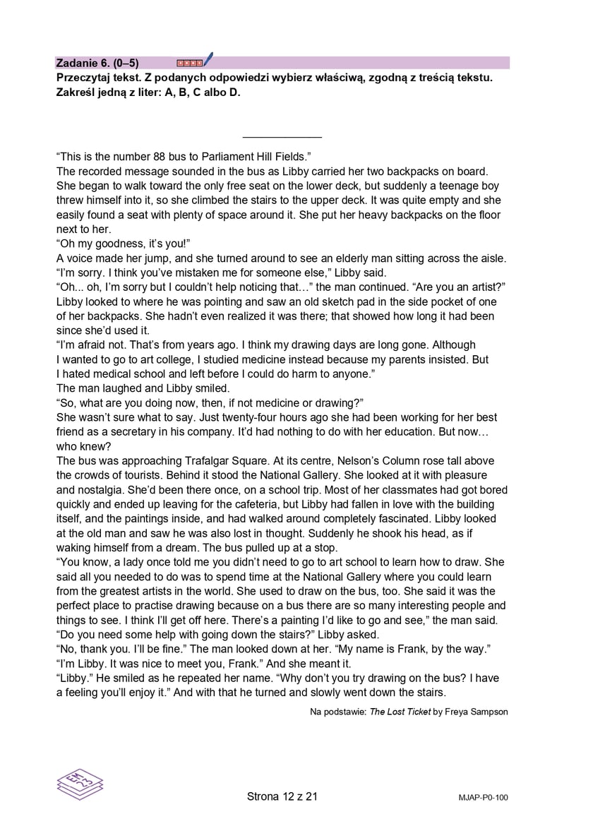 Arkusz z matury próbnej 2024 z języka angielskiego z CKE - grudzień 2023