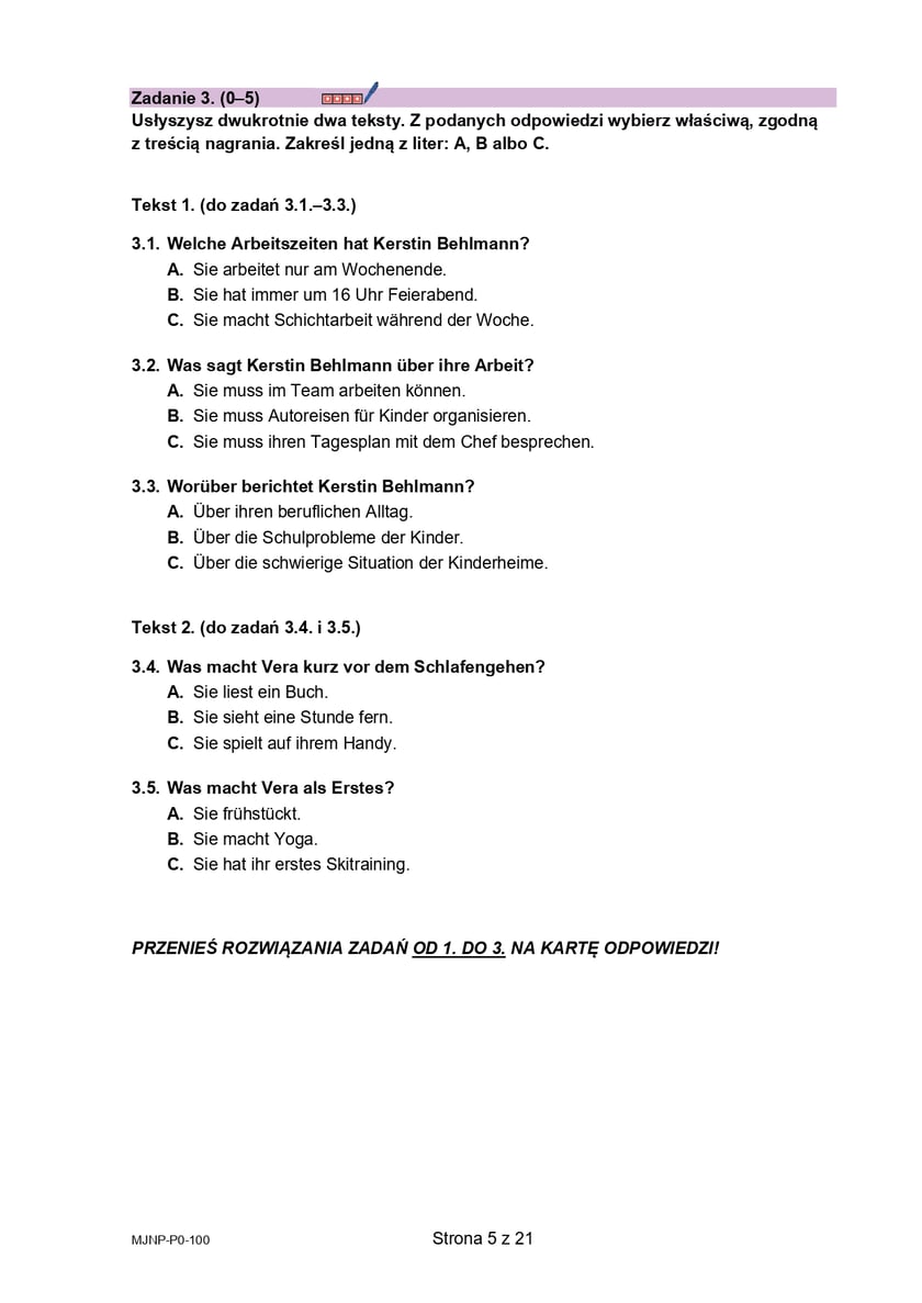Arkusz z matury próbnej 2024 z języka niemieckiego z CKE - grudzień 2023