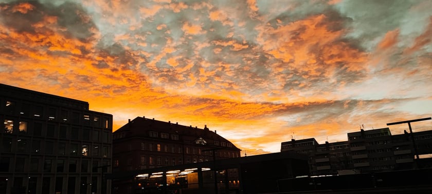 zach&oacute;d słońca nad Wrocławiem, 18.12.2023