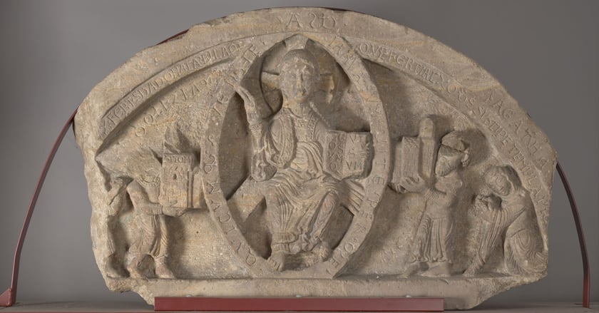 Tympanon Jaksy z kościoła Archanioła Michała na Ołbinie we Wrocławiu, ok. 1160-1163, warsztat śląski,