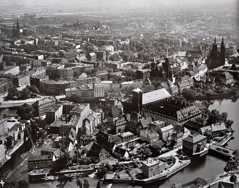 Lata 1930-1935, Wyspa Piasek - jak widać kiedyś bardzo gęsto zabudowana... z tej gęstej zabudowy niewiele pozostało...