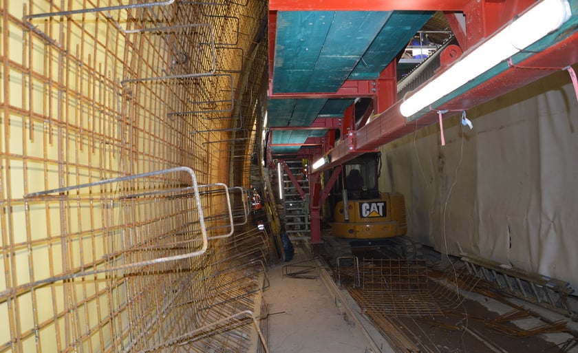 Prace w tunelu koło Trzcińska na Dolnym Śląsku