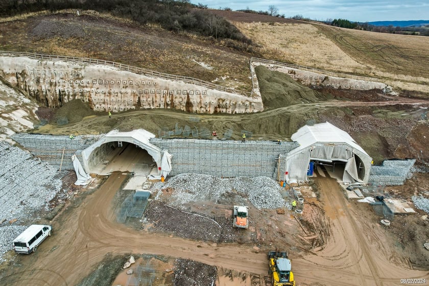 Budowana trasa S3 Bolków - Kamienna Góra na Dolnym Śląsku, luty 2024