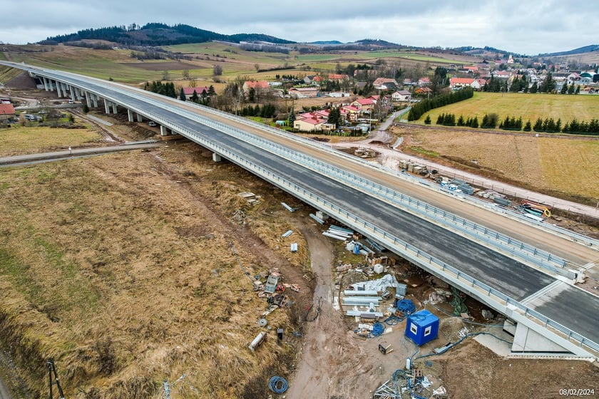 Budowana trasa S3 Bolków - Kamienna Góra na Dolnym Śląsku, luty 2024