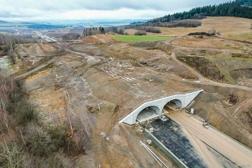 Budowana trasa S3 Bolków - Kamienna Góra na Dolnym Śląsku, luty 2024