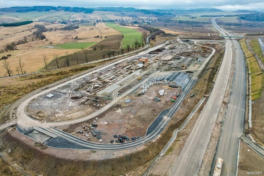 Budowana trasa S3 Bolków - Kamienna Góra na Dolnym Śląsku, luty 2024