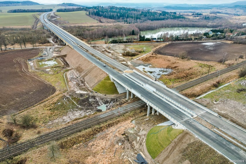 Budowana trasa S3 Bolków - Kamienna Góra na Dolnym Śląsku, luty 2024