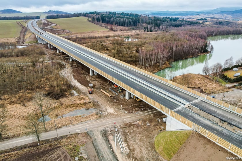 Budowana trasa S3 Bolków - Kamienna Góra na Dolnym Śląsku, luty 2024